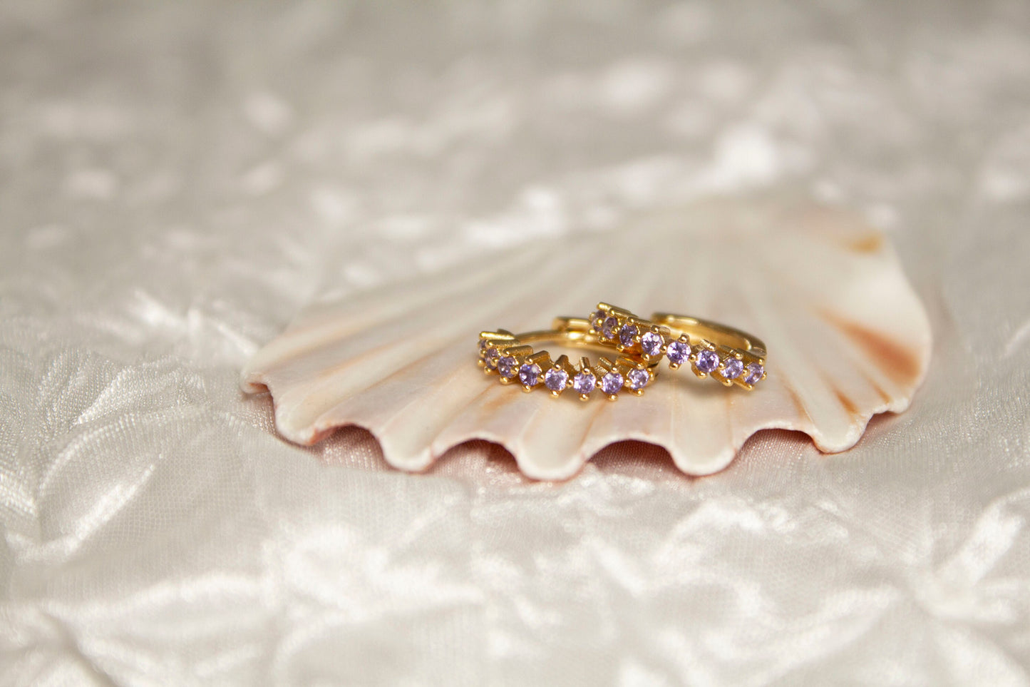 Zara Gold Lilac CZ Hoop Earrings