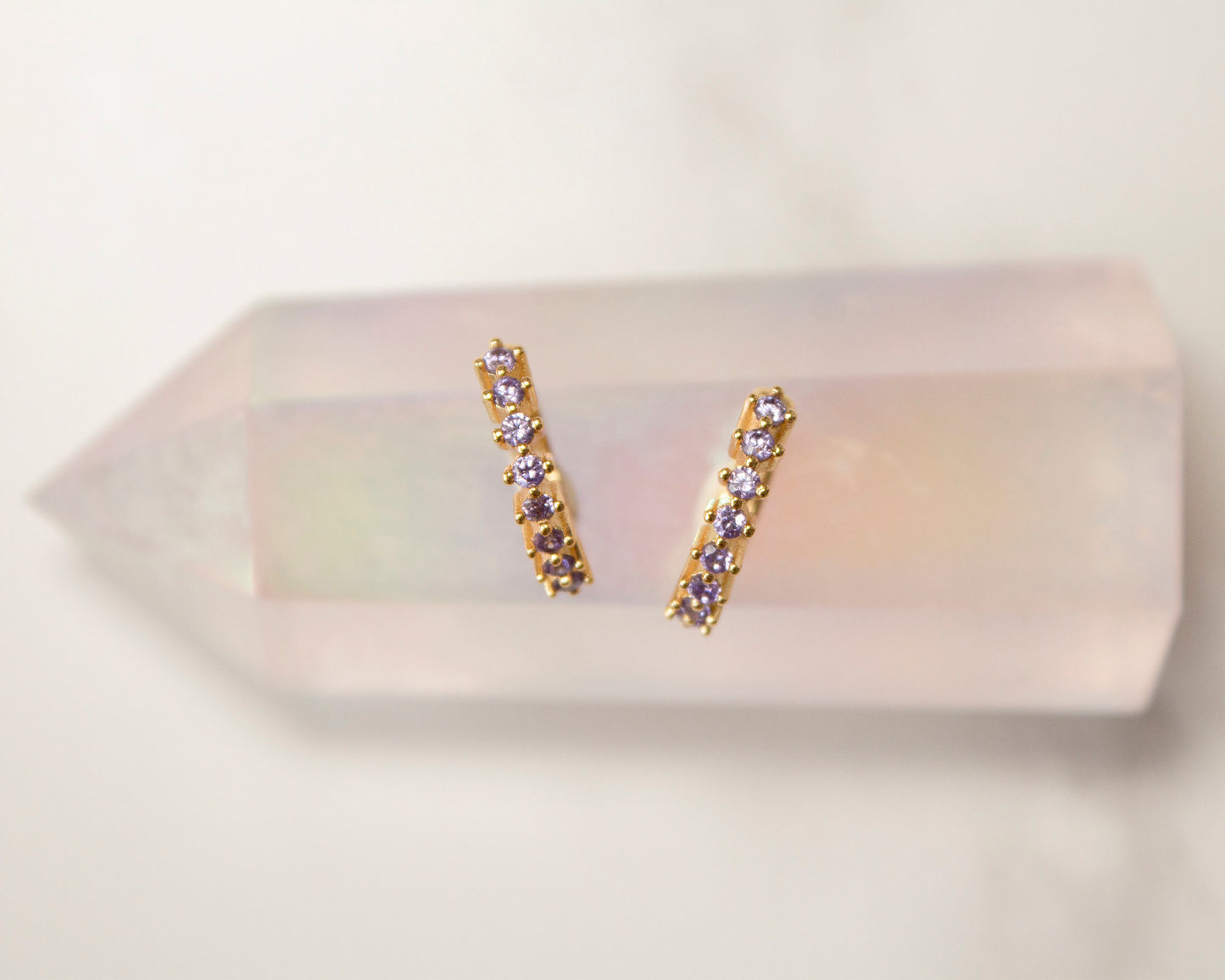 Zara Gold Lilac CZ Hoop Earrings