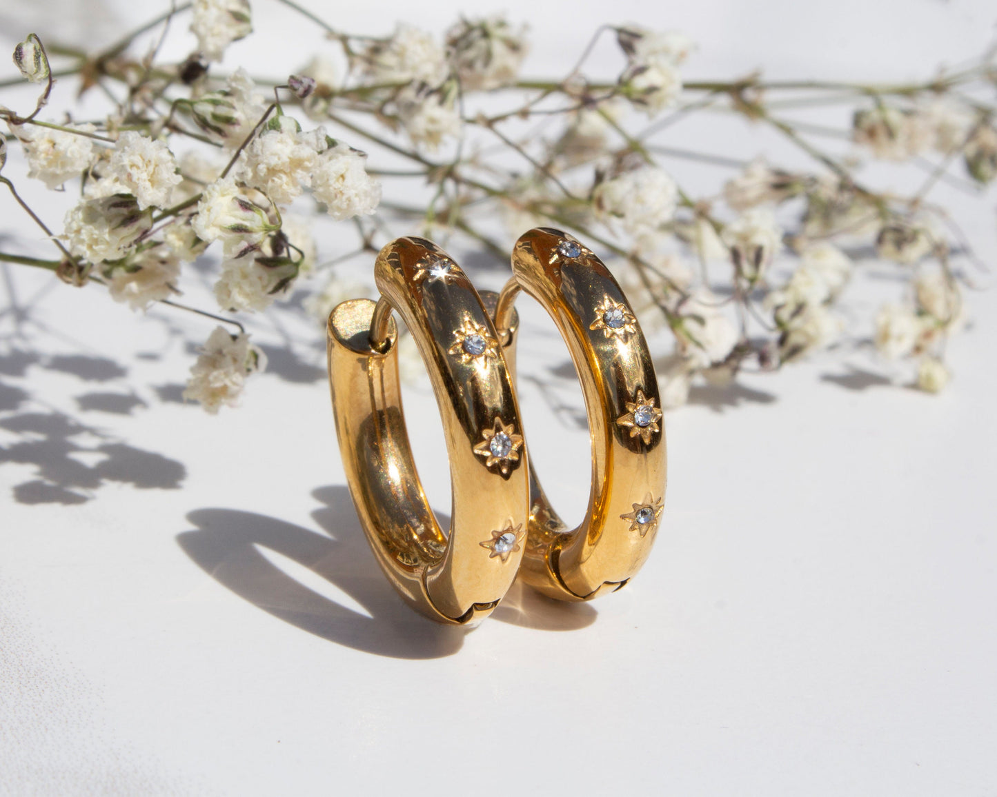 Abbie Gold Star Hoop Earrings