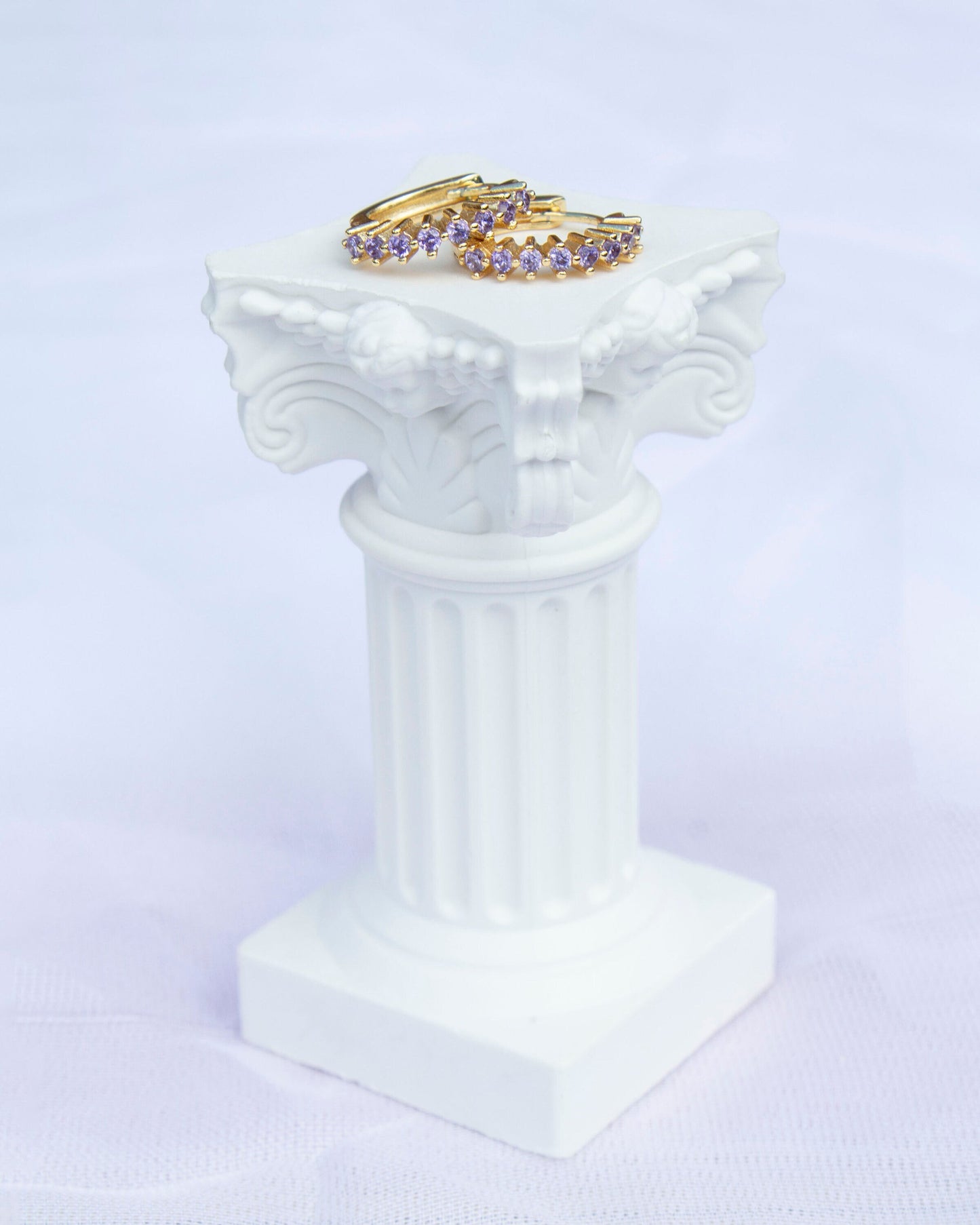 Zara Gold Lilac CZ Hoop Earrings