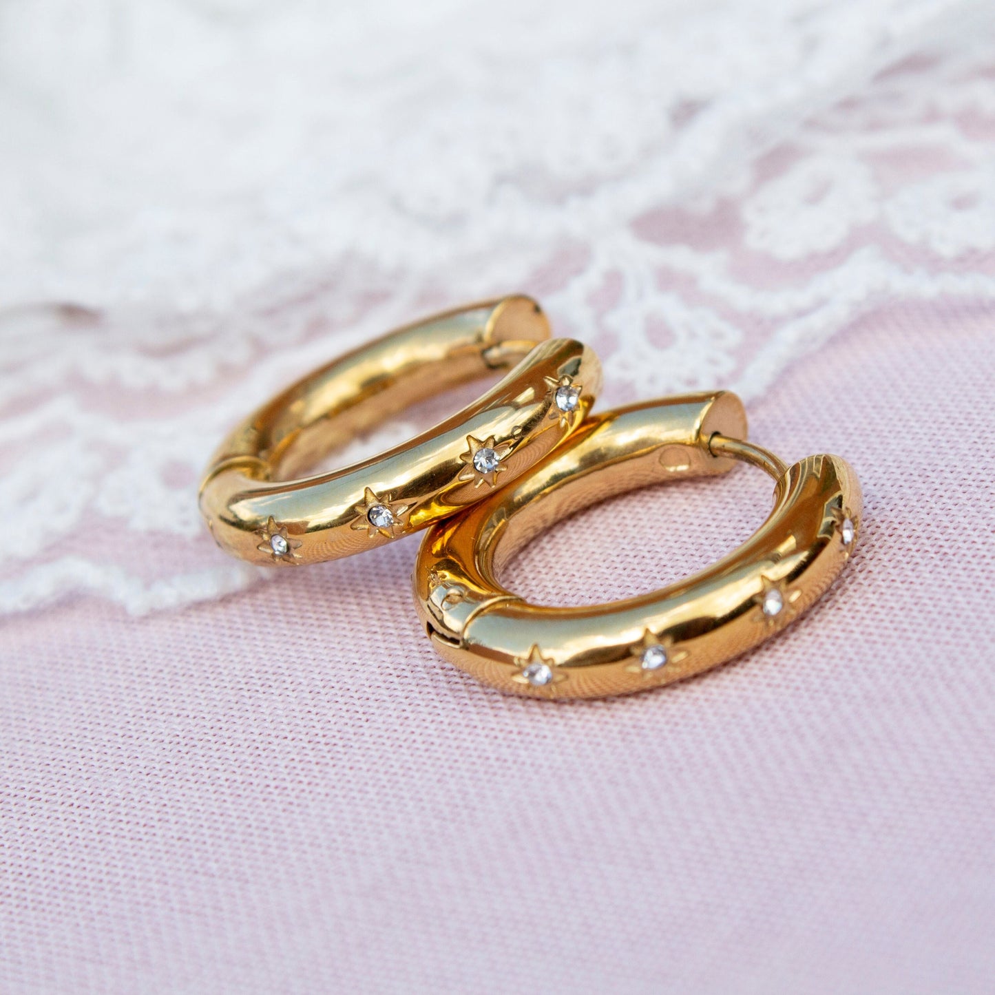 Abbie Gold Star Hoop Earrings