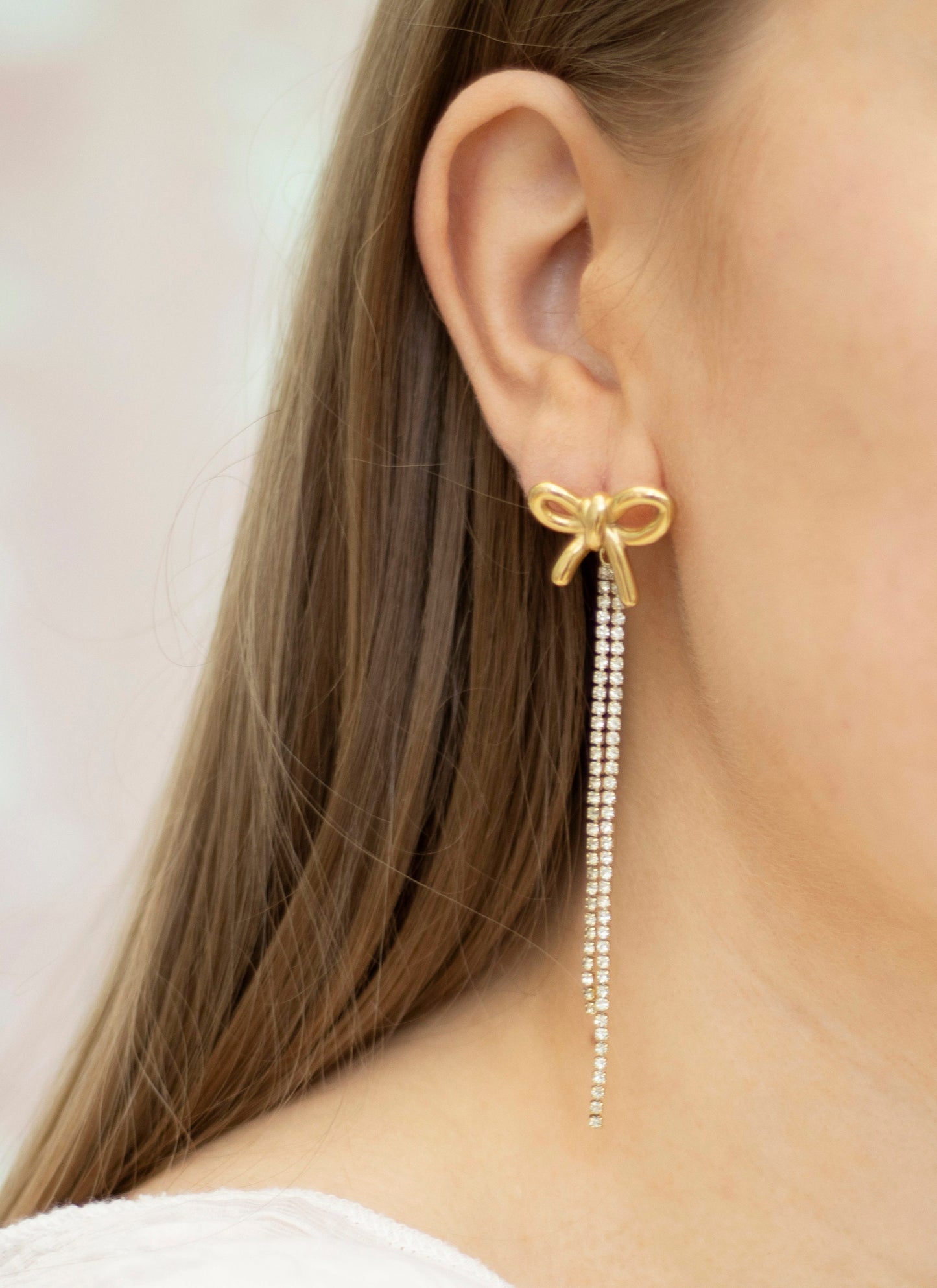 Delphine Gold Bow Stud Earrings