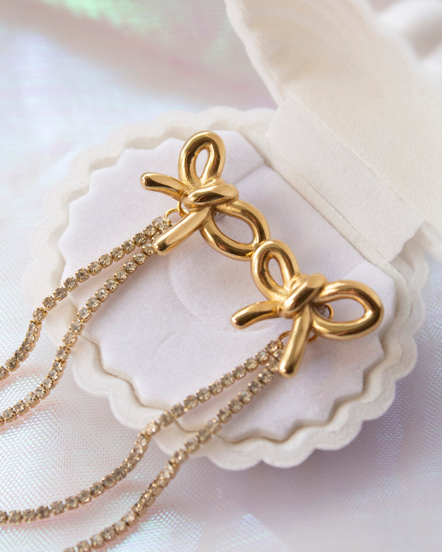 Delphine Gold Bow Stud Earrings