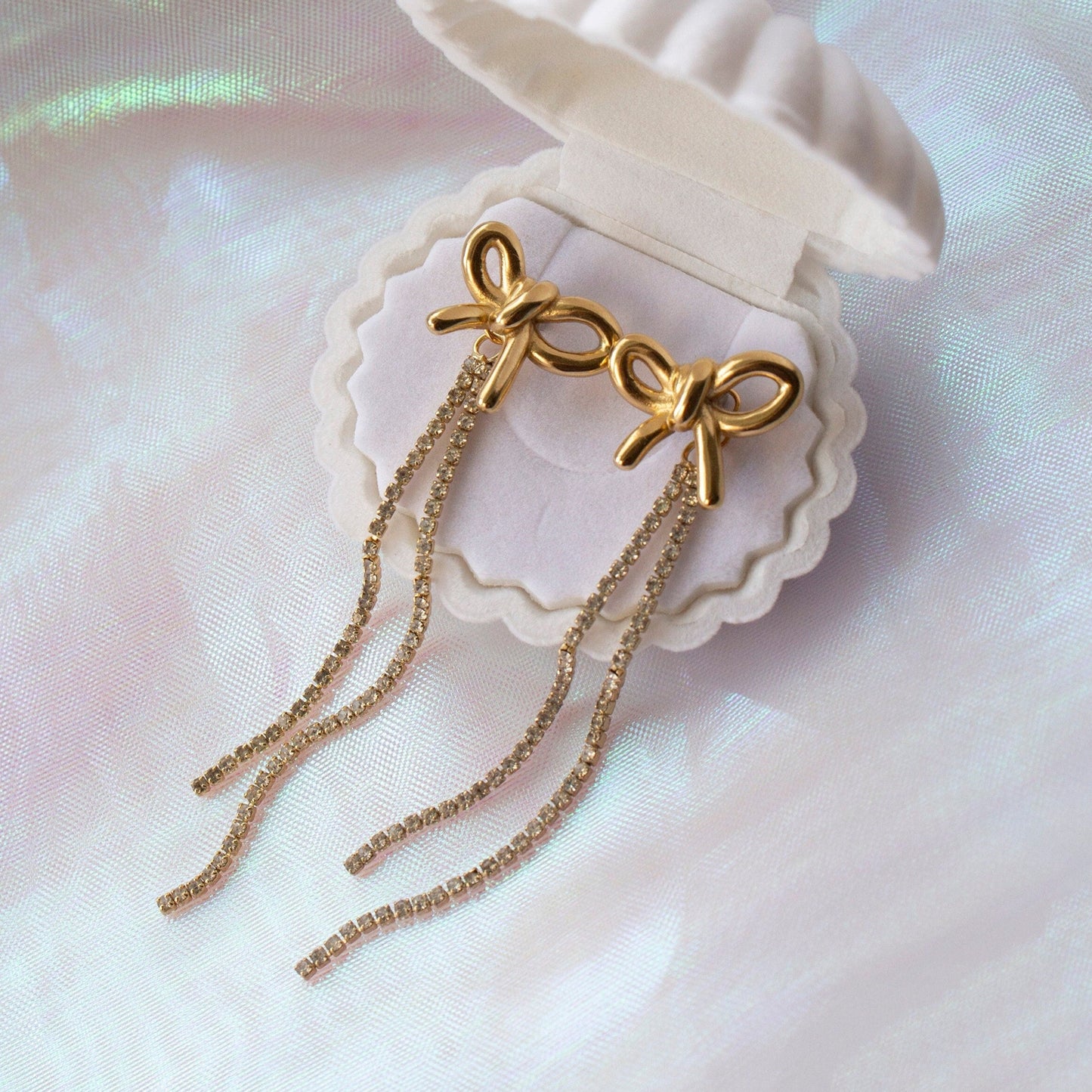 Delphine Gold Bow Stud Earrings