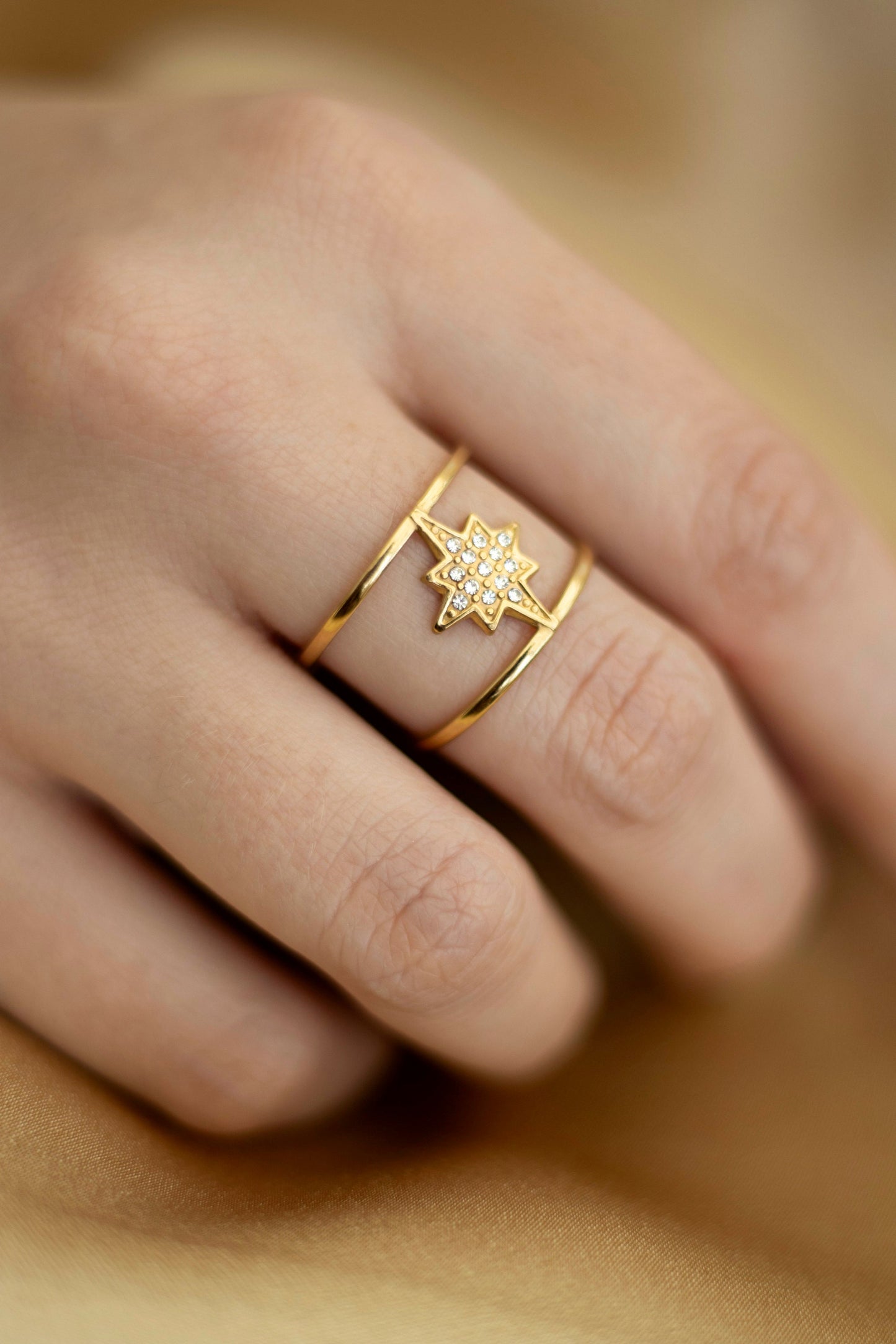 Cielo Gold Star Cuff Adjustable Ring