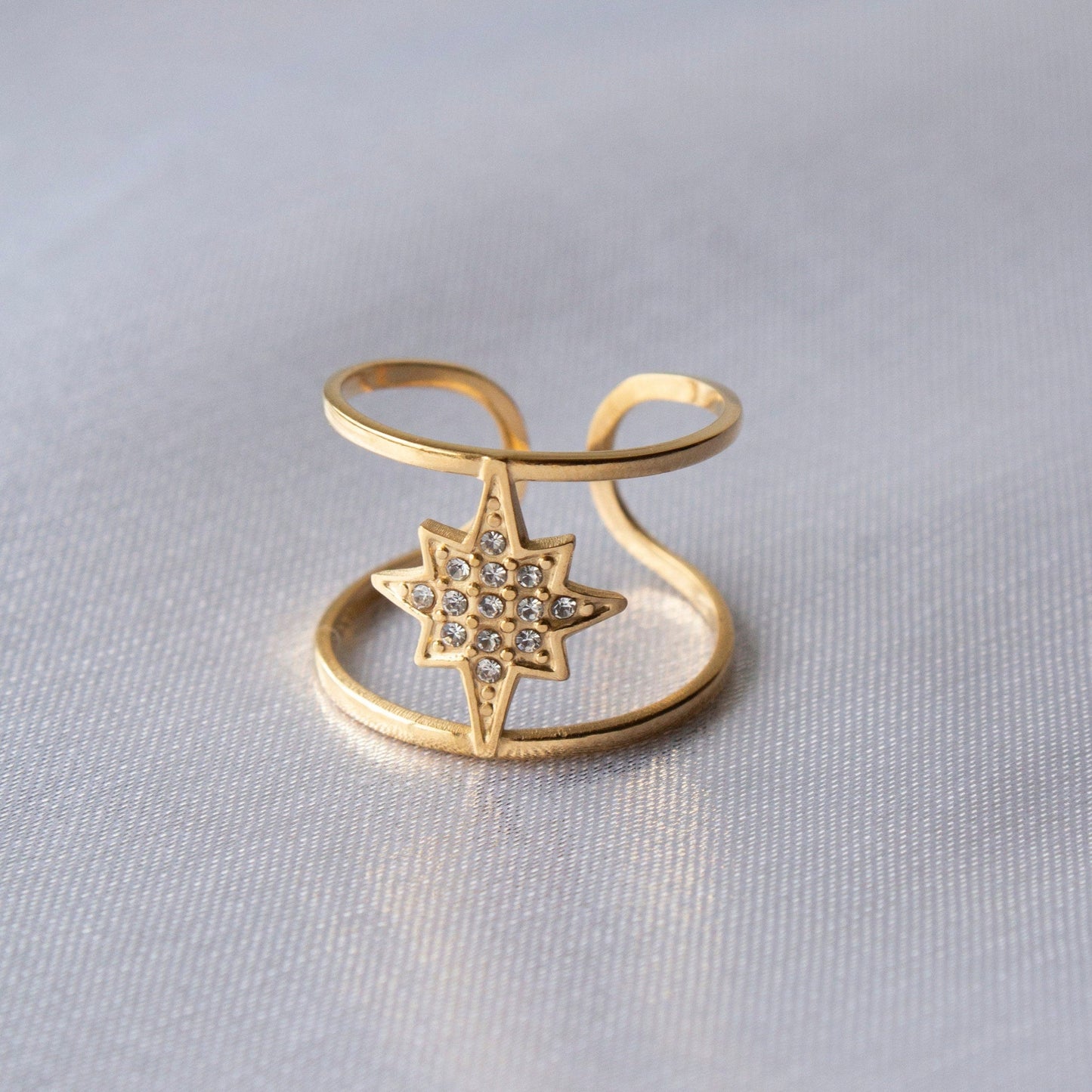 Cielo Gold Star Cuff Adjustable Ring