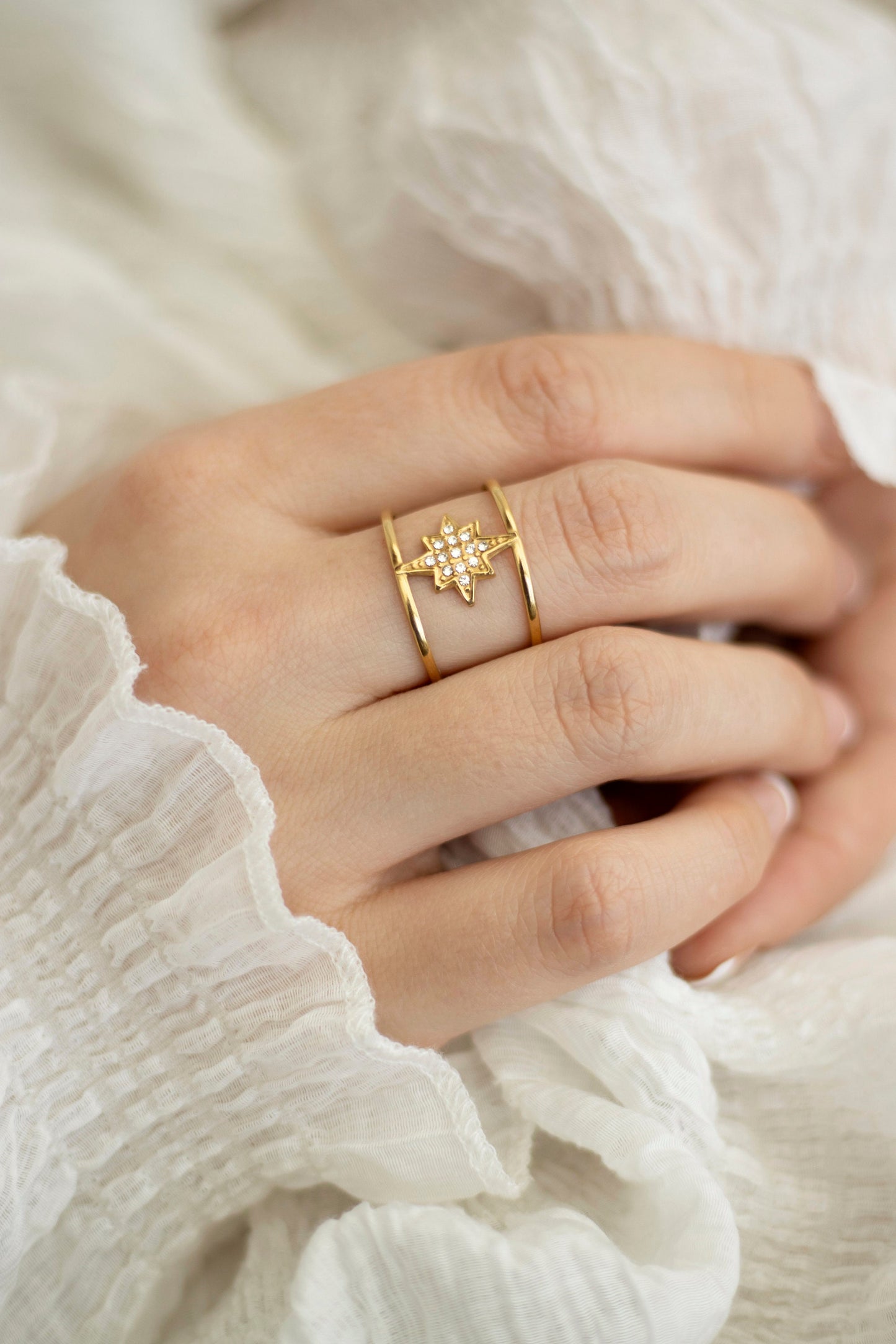 Cielo Gold Star Cuff Adjustable Ring