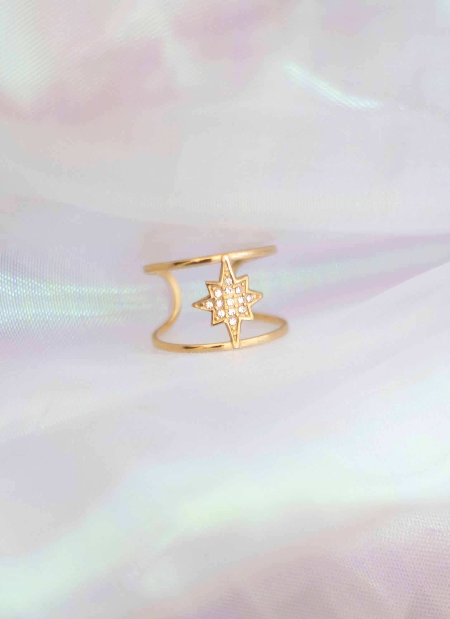 Cielo Gold Star Cuff Adjustable Ring