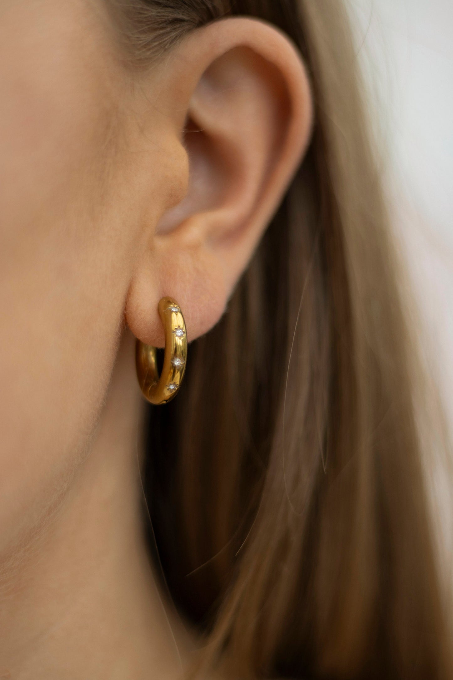 Abbie Gold Star Hoop Earrings