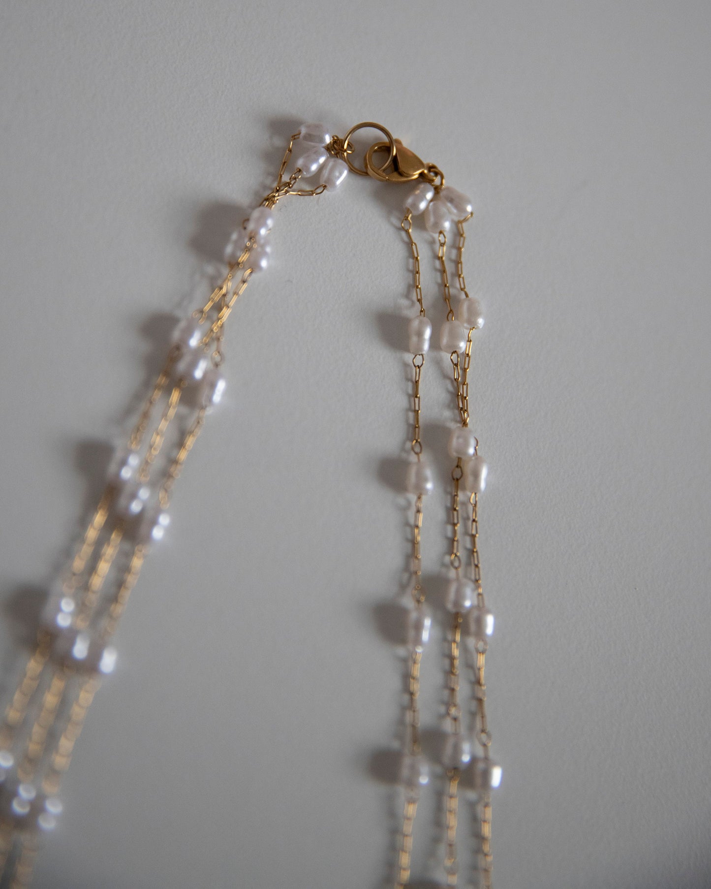 Adriata Gold Freshwater Pearl Look Layered Necklace