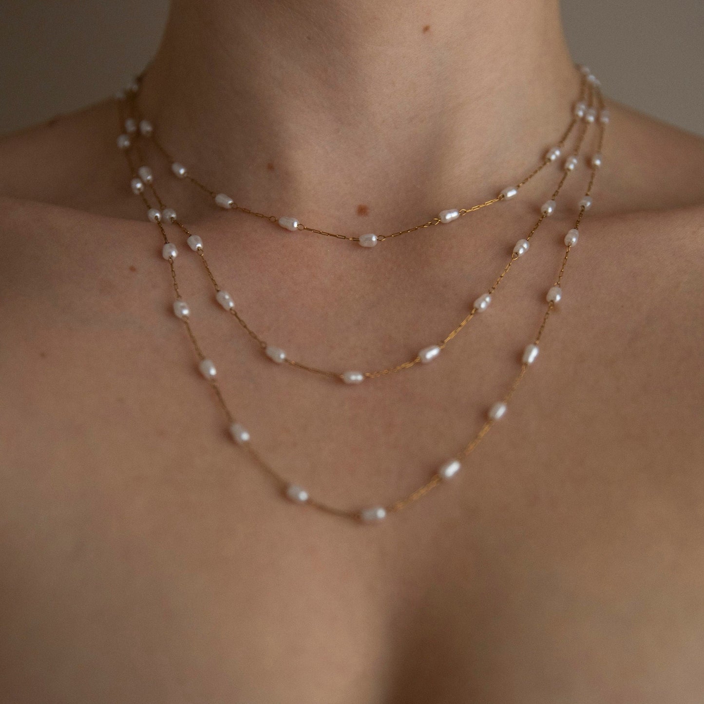 Adriata Gold Freshwater Pearl Look Layered Necklace