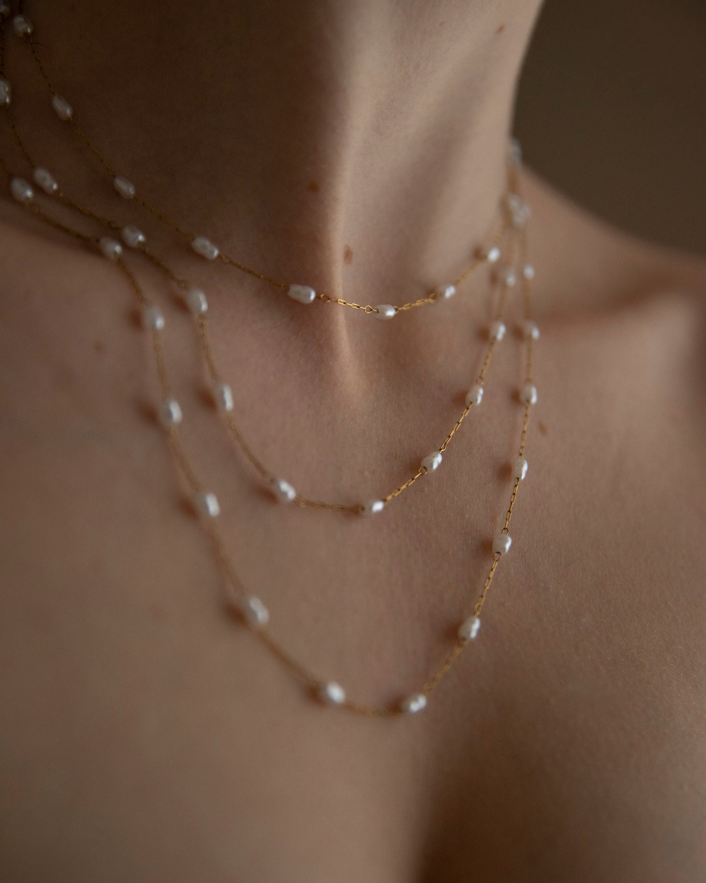 Adriata Gold Freshwater Pearl Look Layered Necklace
