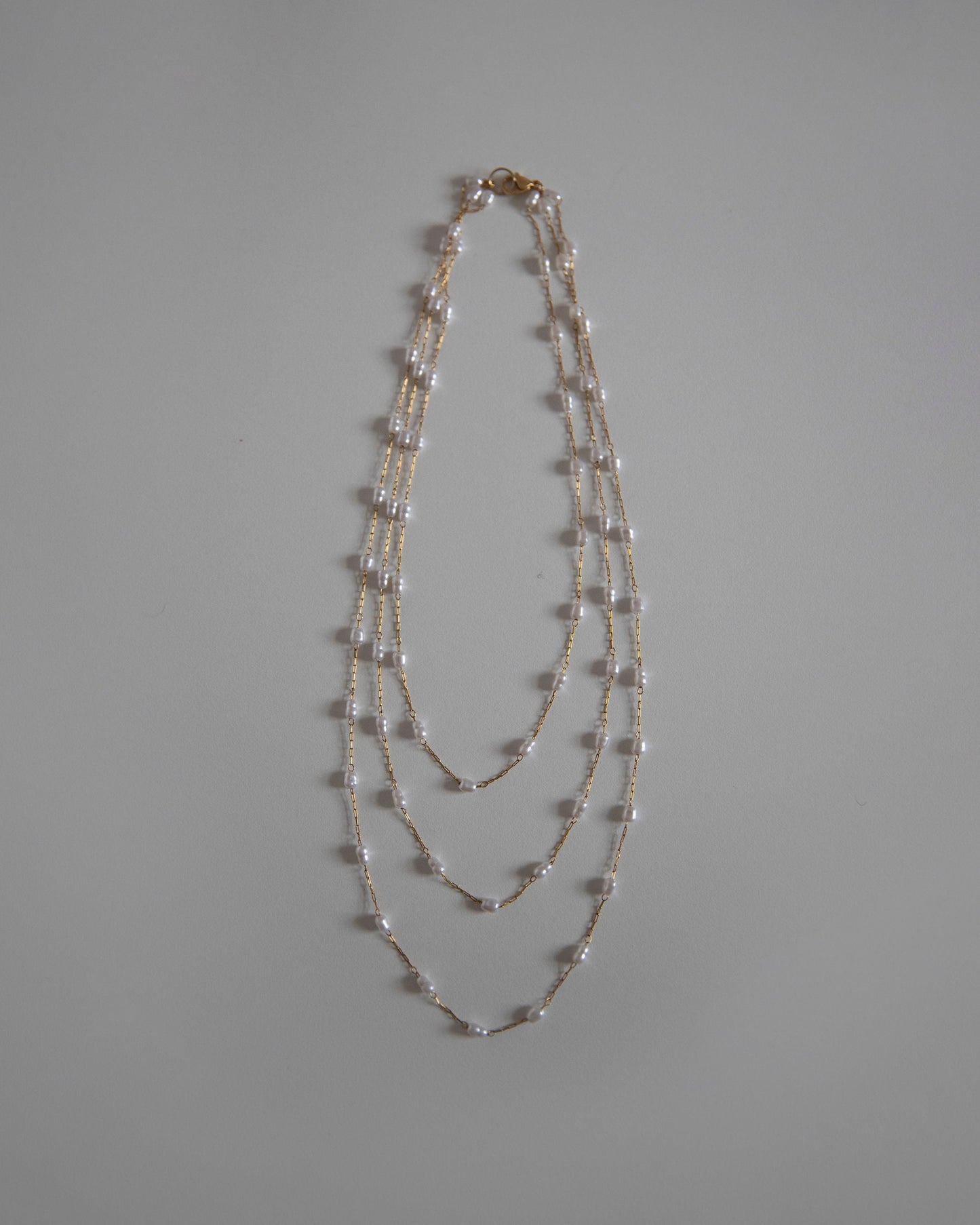Adriata Gold Freshwater Pearl Look Layered Necklace