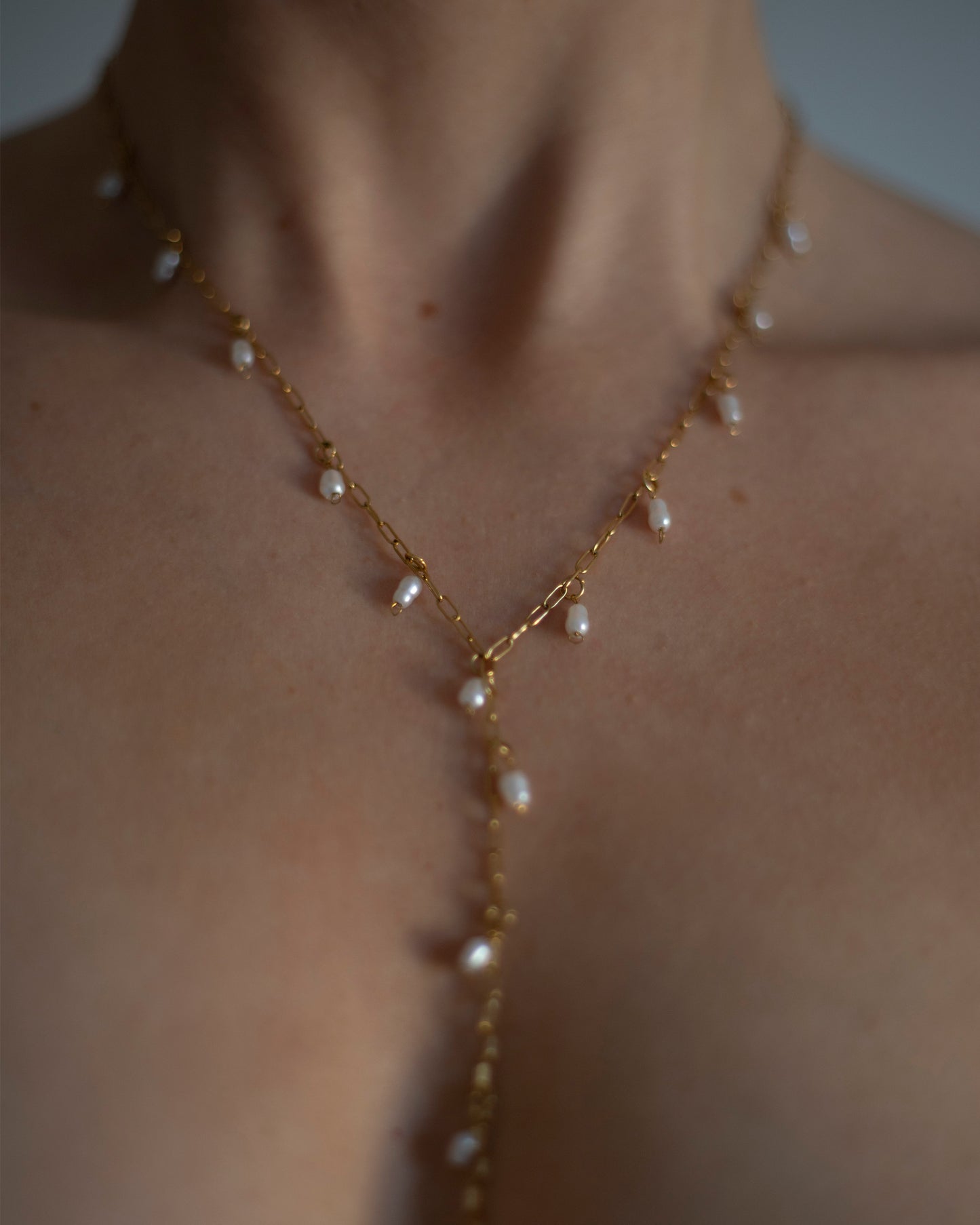 Alba Pearl Lariat Drop Handmade Necklace