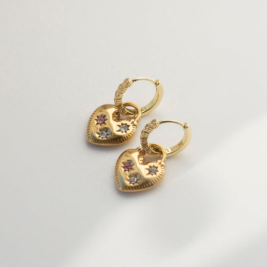 Alonah Heart Hoop Gold CZ Earrings