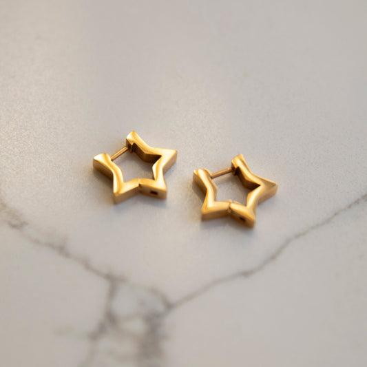 Hattie Gold Star Huggie Hoop Earrings