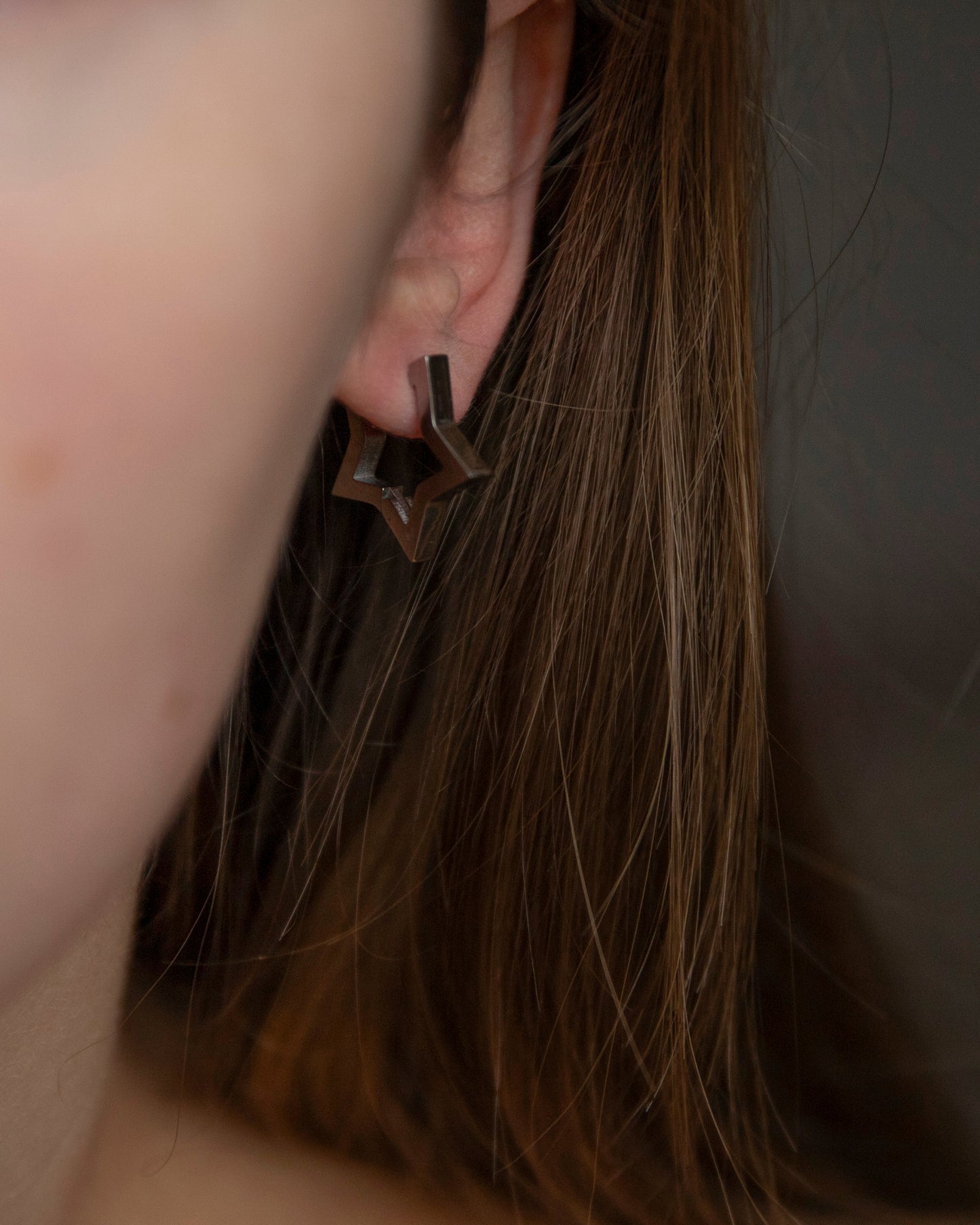 Hattie Silver Star Huggie Hoop Earrings
