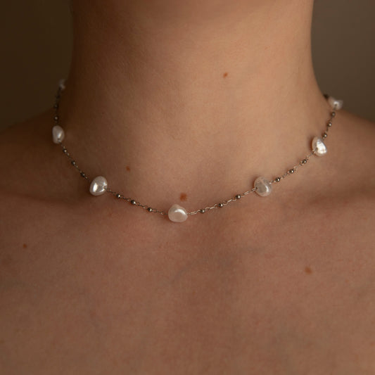 Covette Silver Freshwater Pearl Chain Necklace
