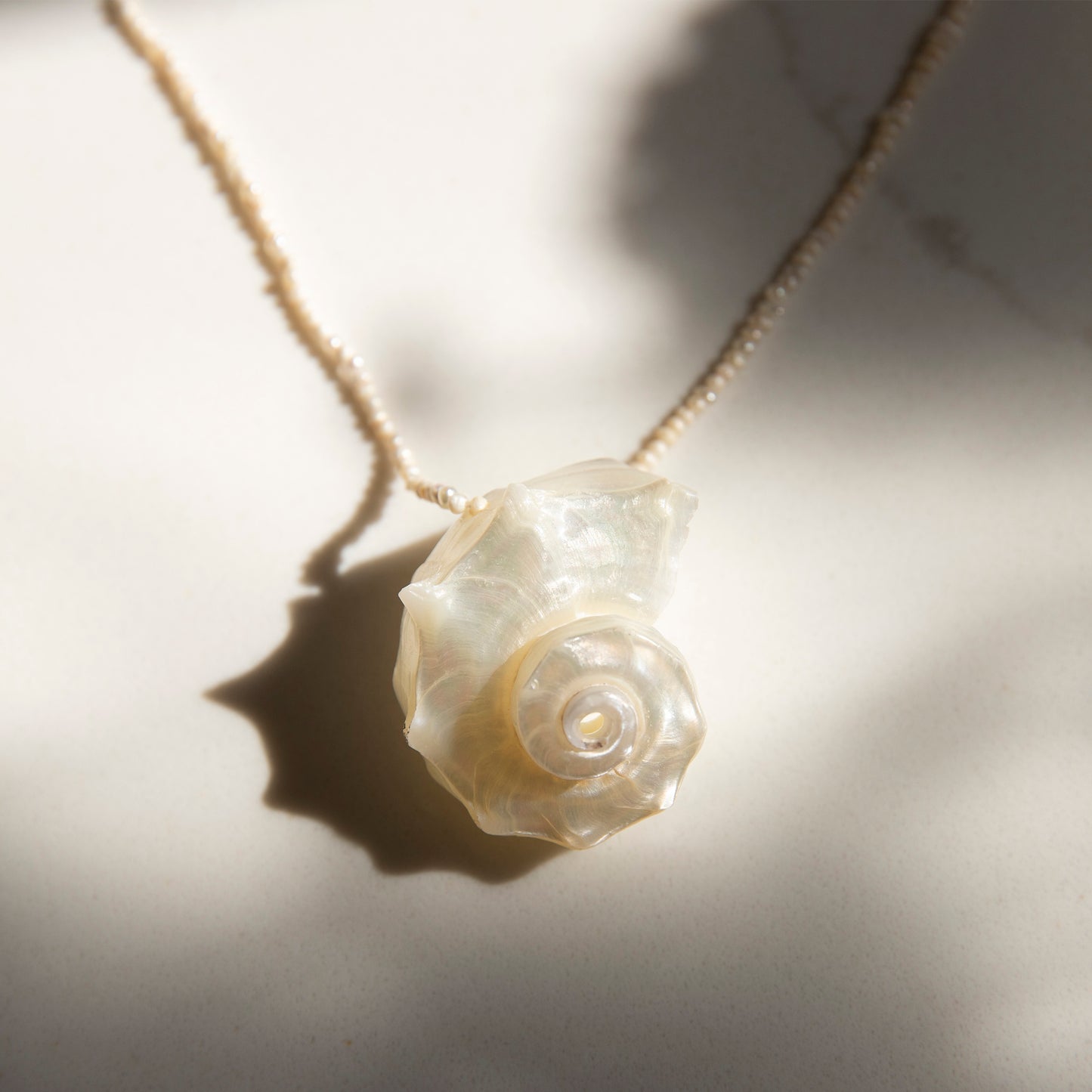 Melody Spiral Shell Freshwater Pearl Handmade Unique Necklace
