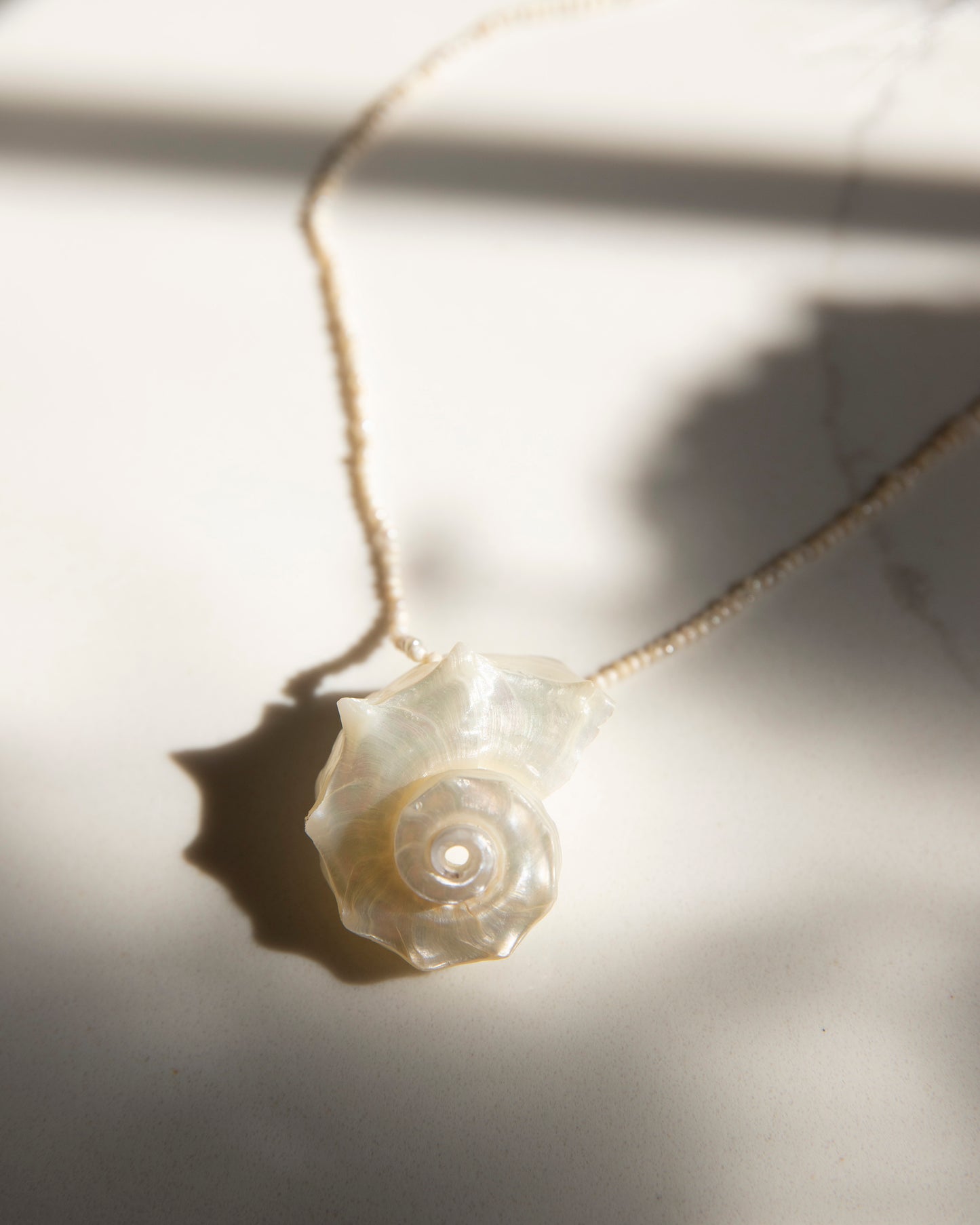 Melody Spiral Shell Freshwater Pearl Handmade Unique Necklace