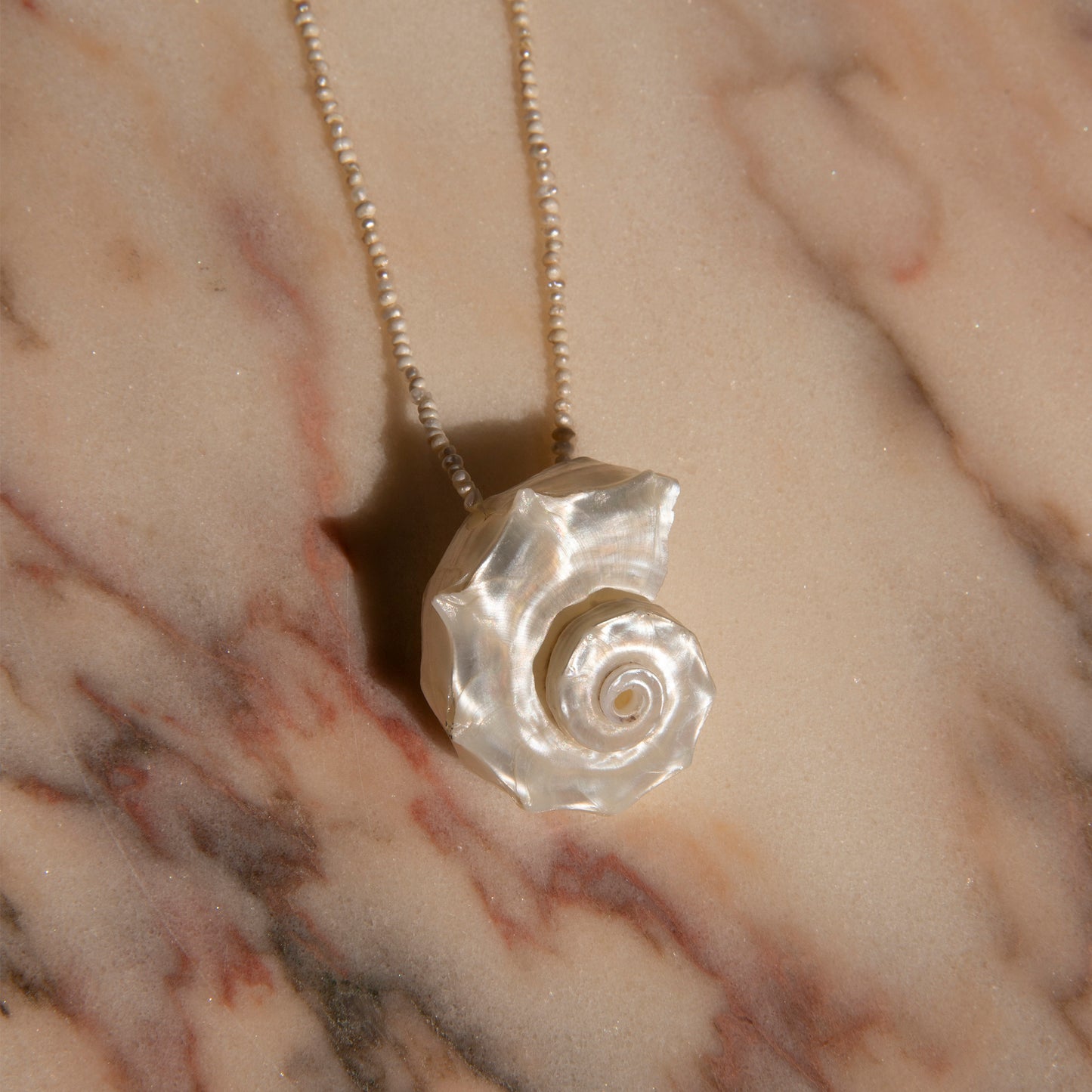 Melody Spiral Shell Freshwater Pearl Handmade Unique Necklace