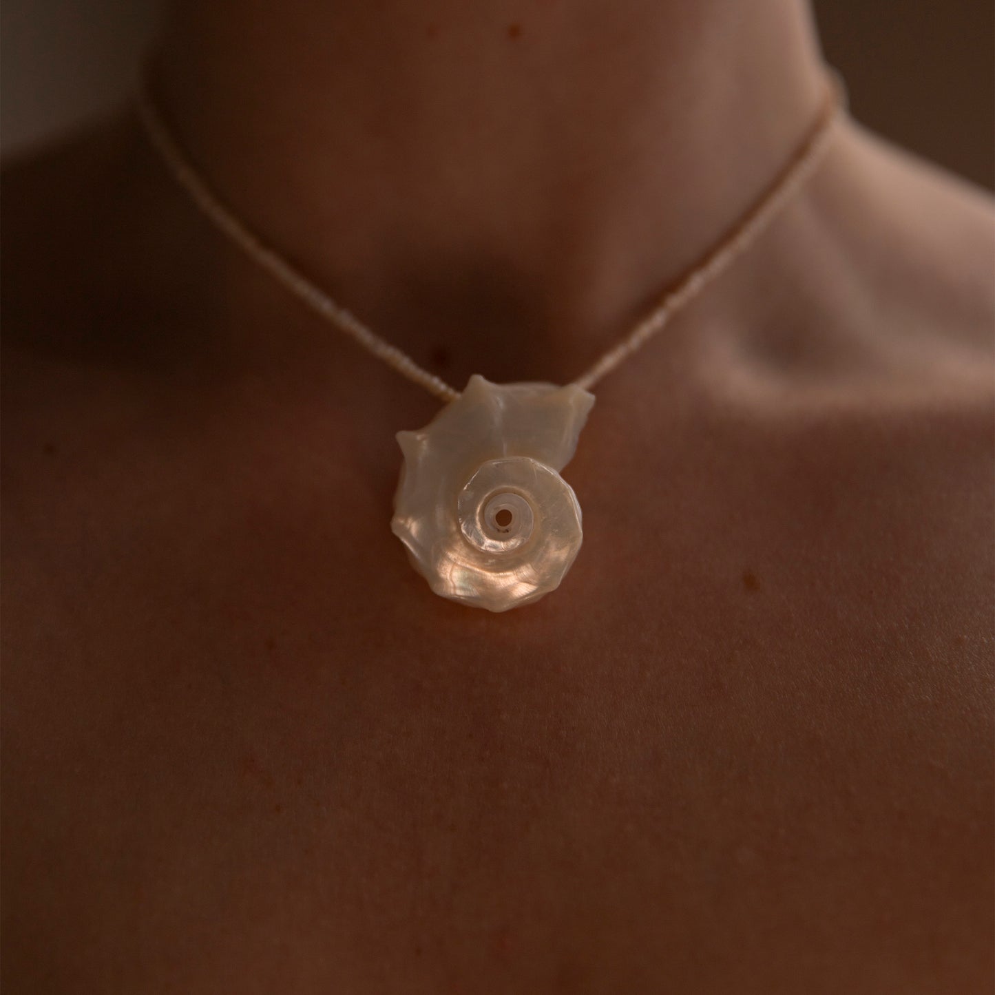Melody Spiral Shell Freshwater Pearl Handmade Unique Necklace