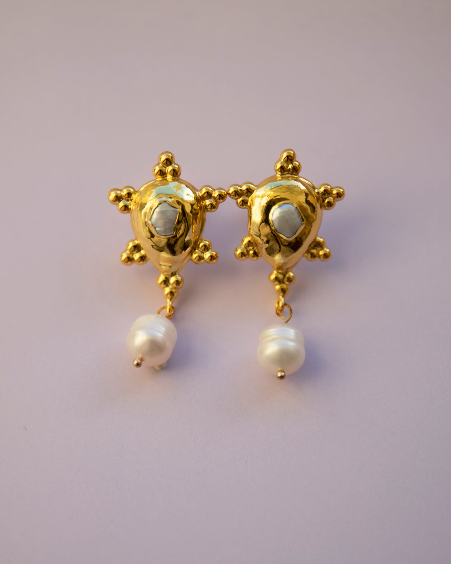 Nara Gold Baroque Freshwater Pearl Stud Earrings