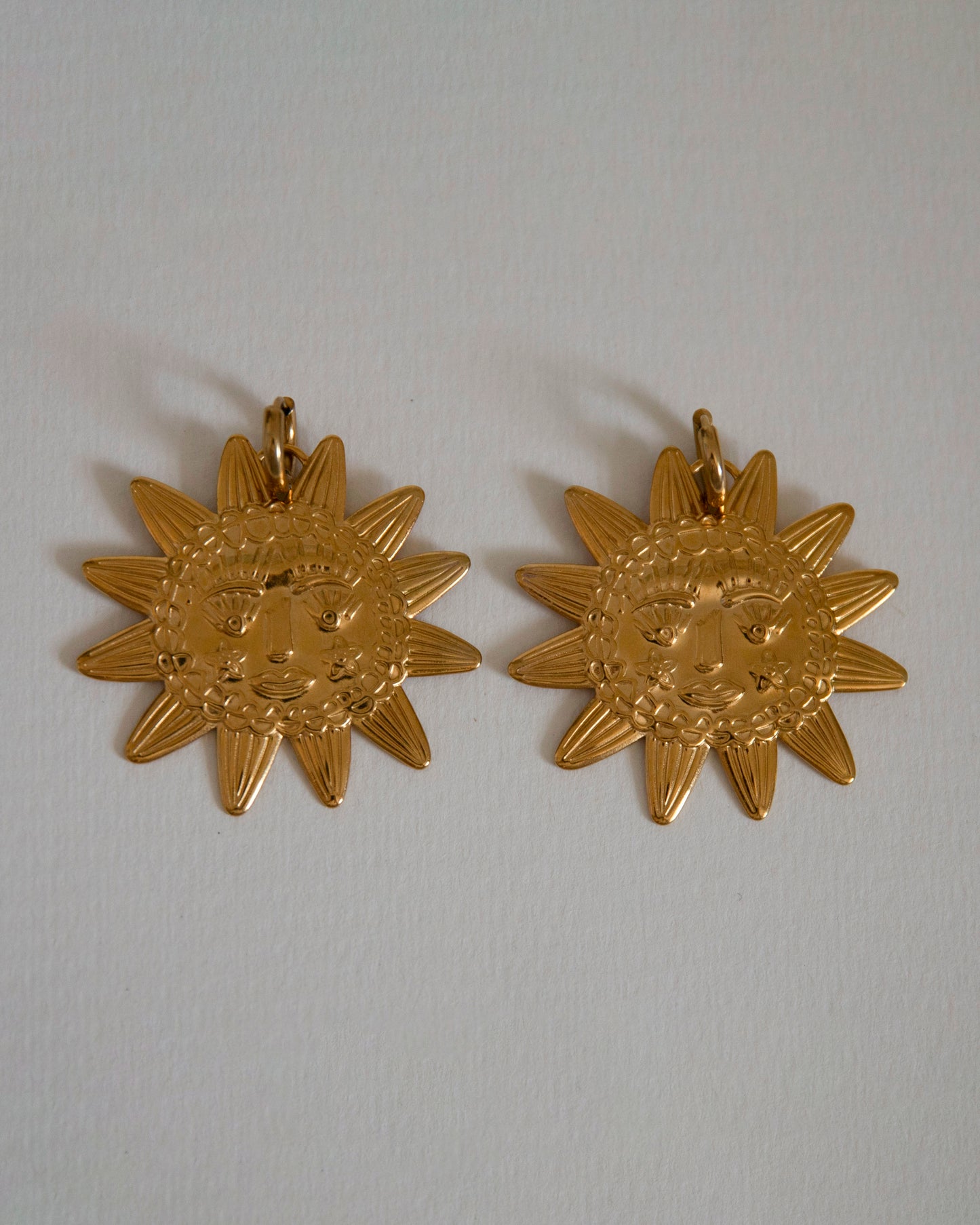 Soleil Gold Sun Statement Hoop Earrings