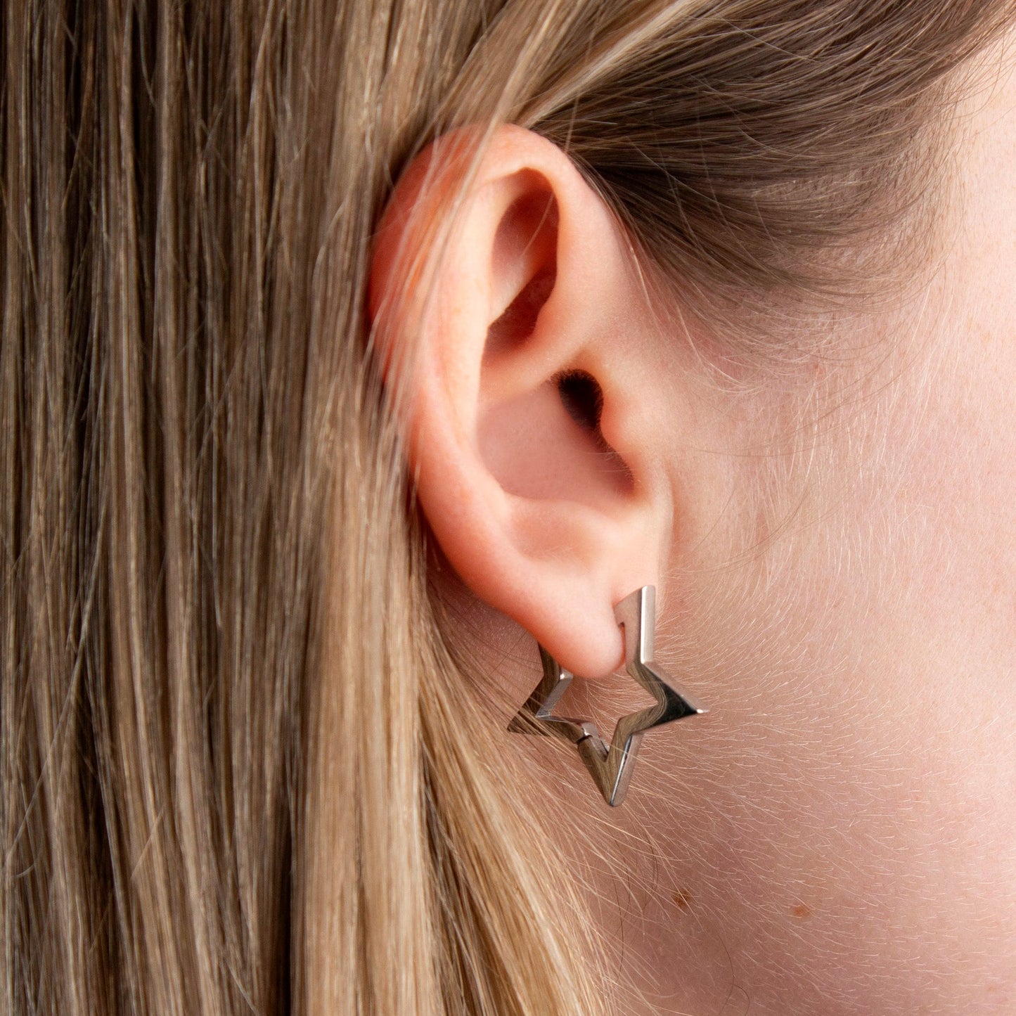 Sofia Silver Star Hoop Earrings
