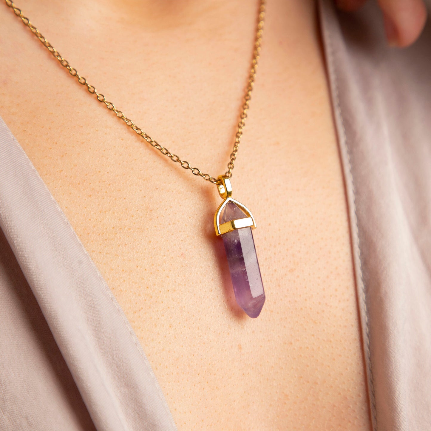 Alana Gold Amethyst Charm Necklace