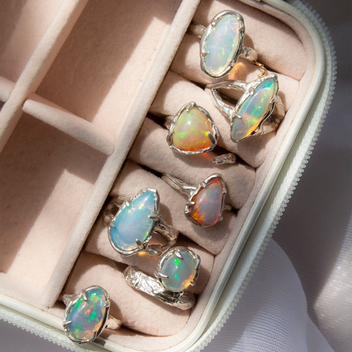 Opal Handmade Ring, Recycled Sterling Silver, Adjustable Size