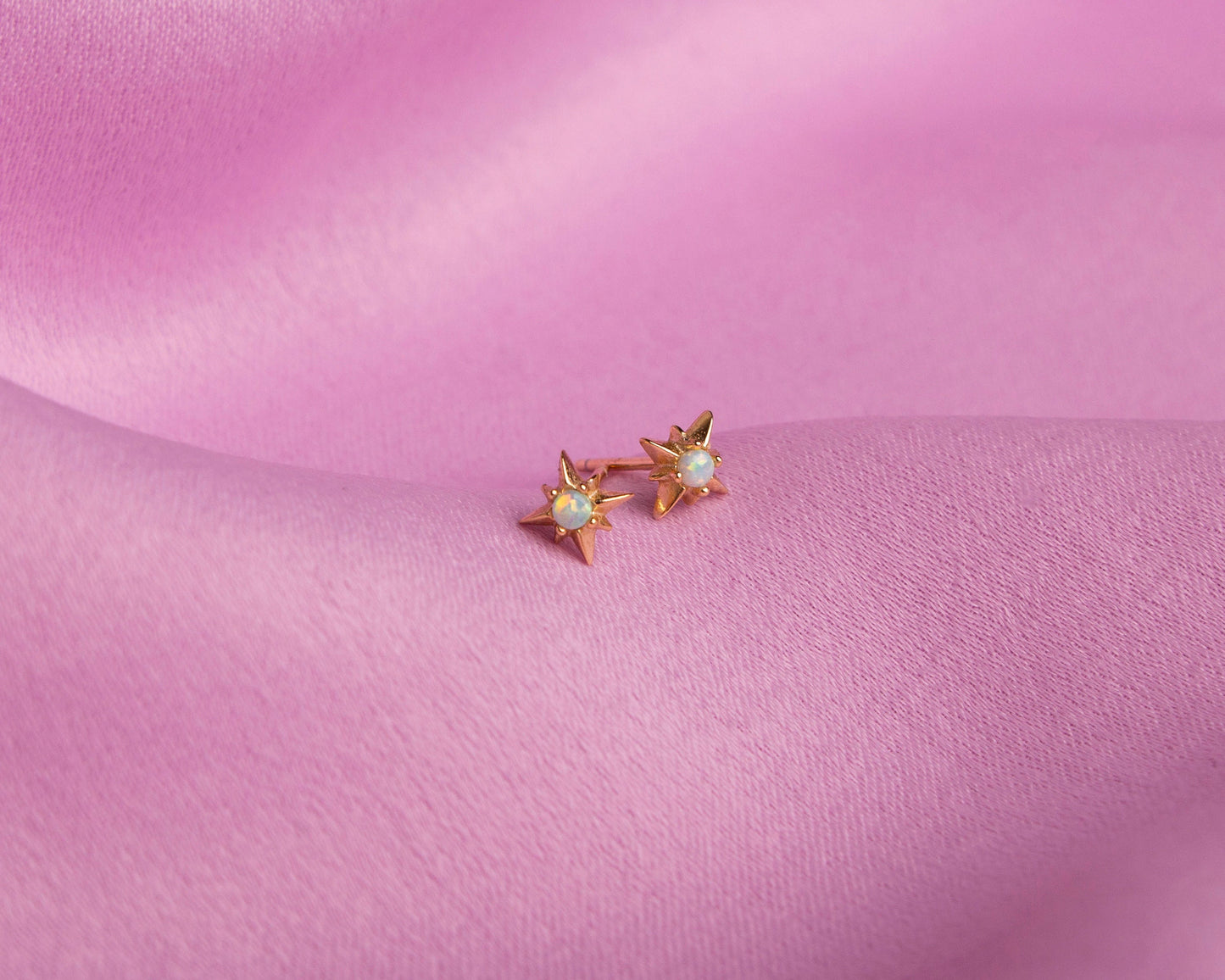 Nixi Gold Opal Star Stud Earrings