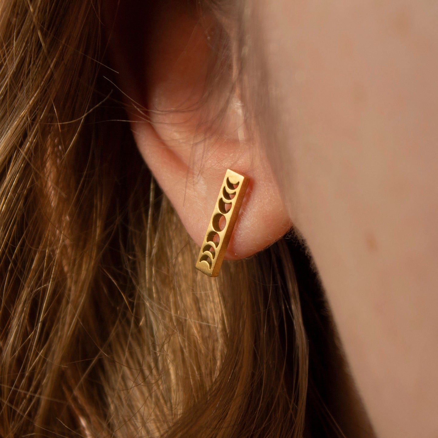 Cecilia Gold Moon Phase Stud Earrings