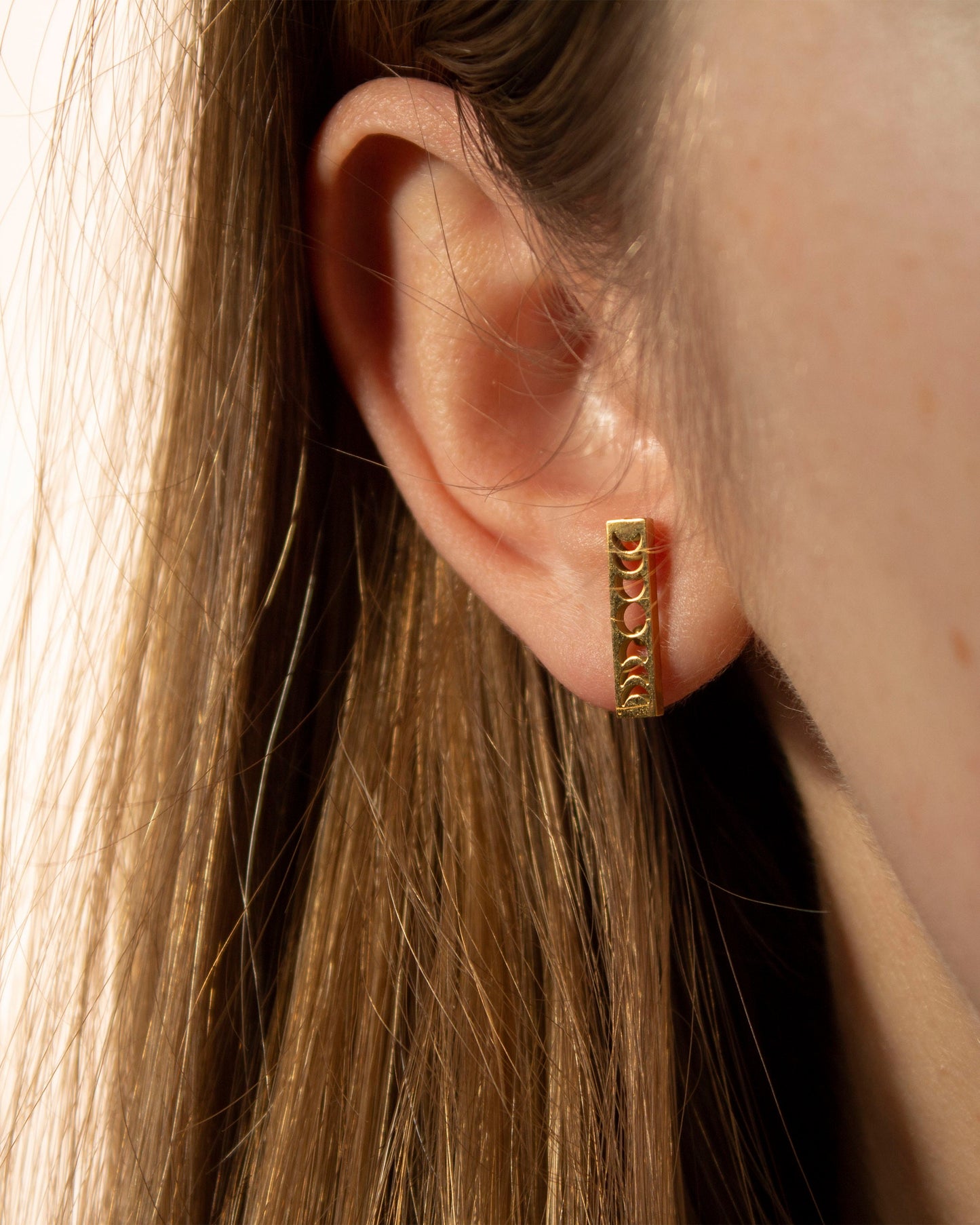 Cecilia Gold Moon Phase Stud Earrings