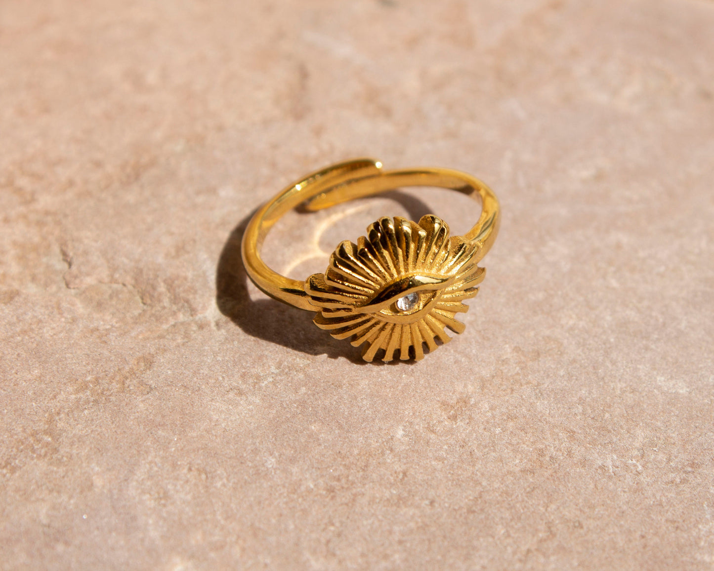 Saskia Gold Sunburst Eye Ring