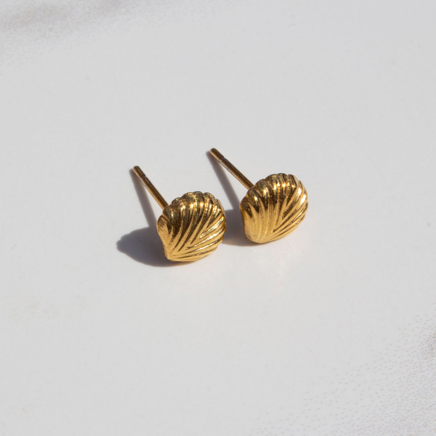 Kayla Gold Shell Stud Earrings, Mermaid Shell Tarnish Free Stainless Steel, Hypoallergenic, Dainty Stud Earrings, Clam Shell Gold Plated