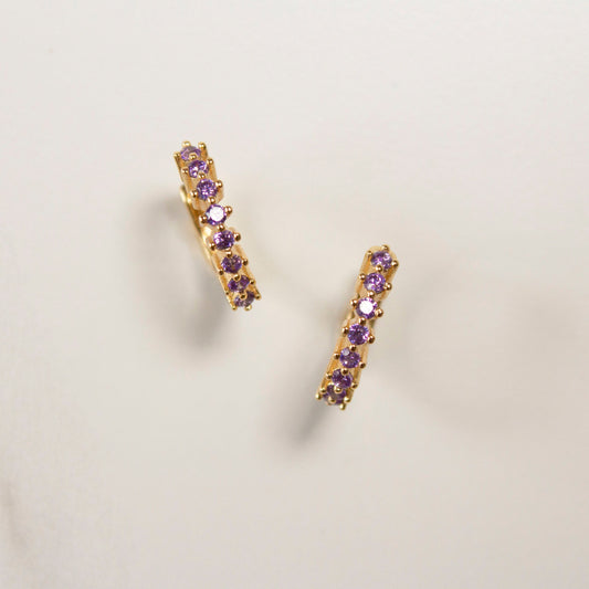 Zara Gold Lilac CZ Hoop Earrings