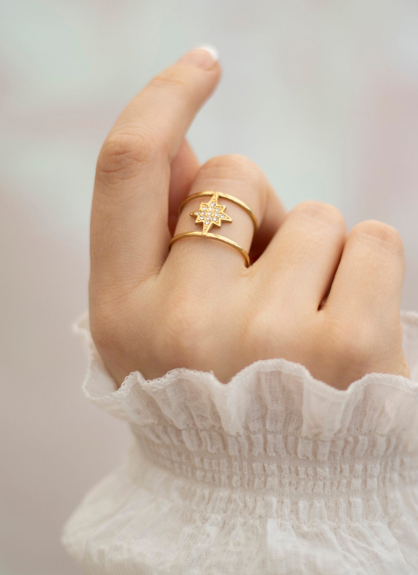 Cielo Gold Star Cuff Adjustable Ring